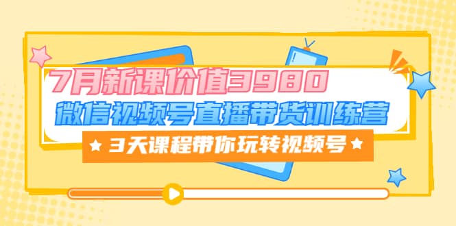 微信视频号直播带货训练营，3天课程带你玩转视频号：7月新课价值3980-阿戒项目库