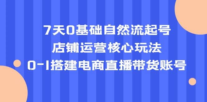 7天0基础自然流起号，店铺运营核心玩法，0-1搭建电商直播带货账号-阿戒项目库