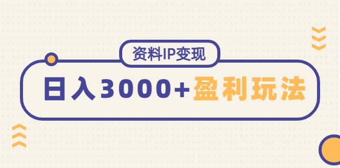 资料IP变现，持续性盈利玩法-阿戒项目库