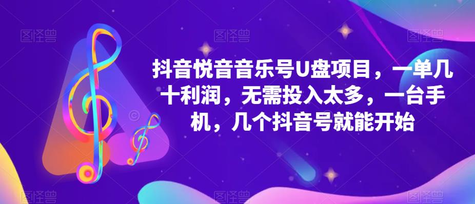 抖音音乐号U盘项目 一单几十利润 无需投入太多 一台手机 几个抖音号就开始-阿戒项目库