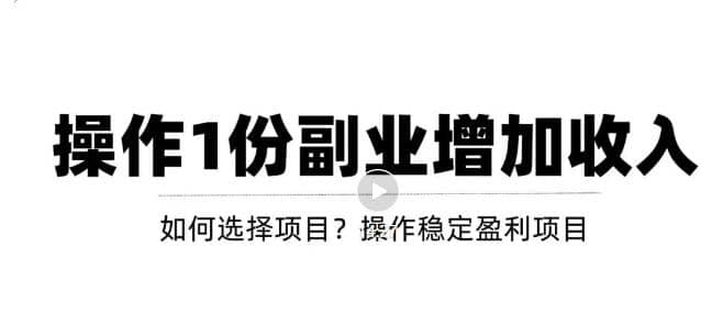 新手如何通过操作副业增加收入，从项目选择到玩法分享！【视频教程】-阿戒项目库