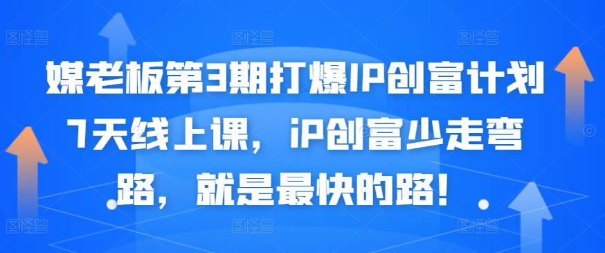 媒老板第3期打爆IP创富计划7天线上课，iP创富少走弯路，就是最快的路！-阿戒项目库