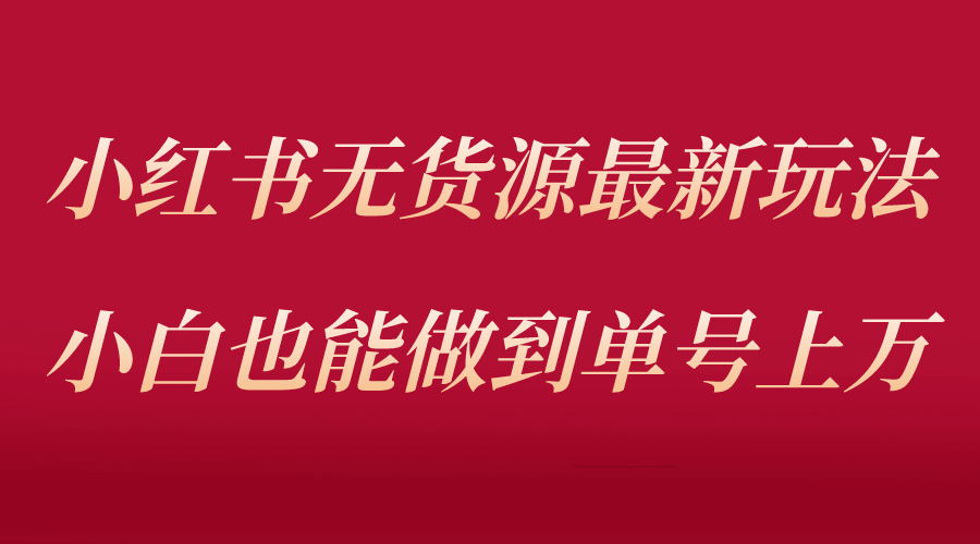 小红书无货源最新螺旋起号玩法，电商小白也能做到单号上万（收费3980）-阿戒项目库