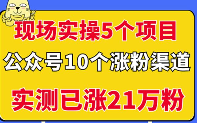 现场实操5个公众号项目，10个涨粉渠道，实测已涨21万粉！-阿戒项目库