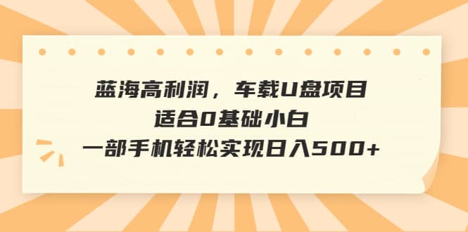 蓝海高利润，车载U盘项目，适合0基础小白，一部手机轻松实现日入500-阿戒项目库