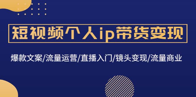 短视频个人ip带货变现：爆款文案/流量运营/直播入门/镜头变现/流量商业-阿戒项目库