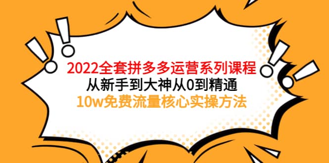 2022全套拼多多运营课程，从新手到大神从0到精通，10w免费流量核心实操方法-阿戒项目库