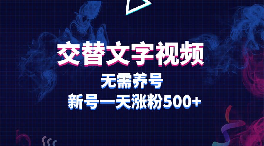 交替文字视频，无需养号，新号一天涨粉500-阿戒项目库