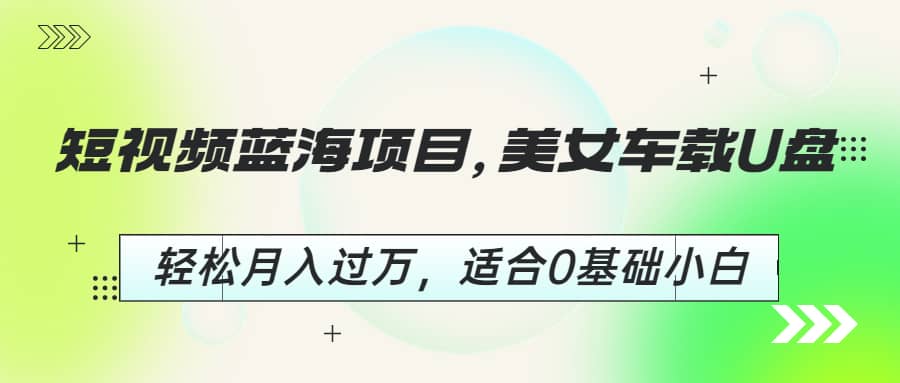 短视频蓝海项目，美女车载U盘，轻松月入过万，适合0基础小白-阿戒项目库