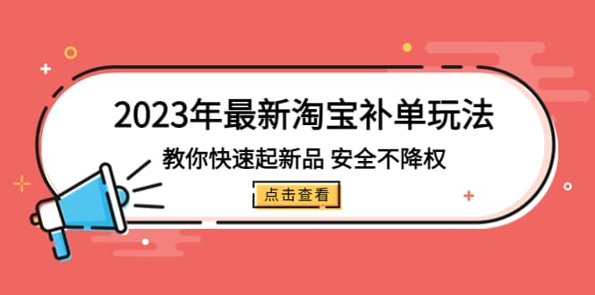 2023年最新淘宝补单玩法，教你快速起·新品，安全·不降权（18课时）-阿戒项目库