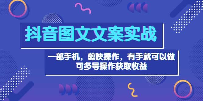 抖音图文毒文案实战：一部手机 剪映操作 有手就能做，单号日入几十 可多号-阿戒项目库