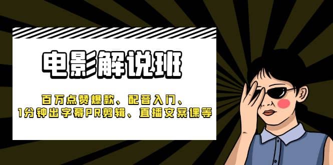 《电影解说班》百万点赞爆款、配音入门、1分钟出字幕PR剪辑、直播文案课等-阿戒项目库