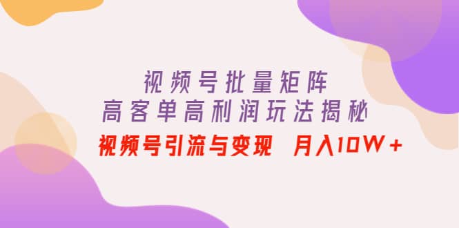 视频号批量矩阵的高客单高利润玩法揭秘-阿戒项目库