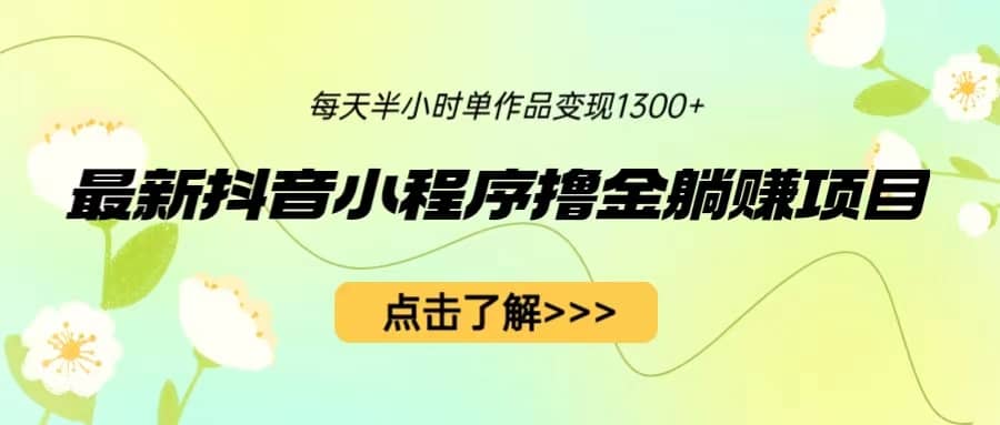 最新抖音小程序撸金躺赚项目，一部手机每天半小时，单个作品变现1300-阿戒项目库