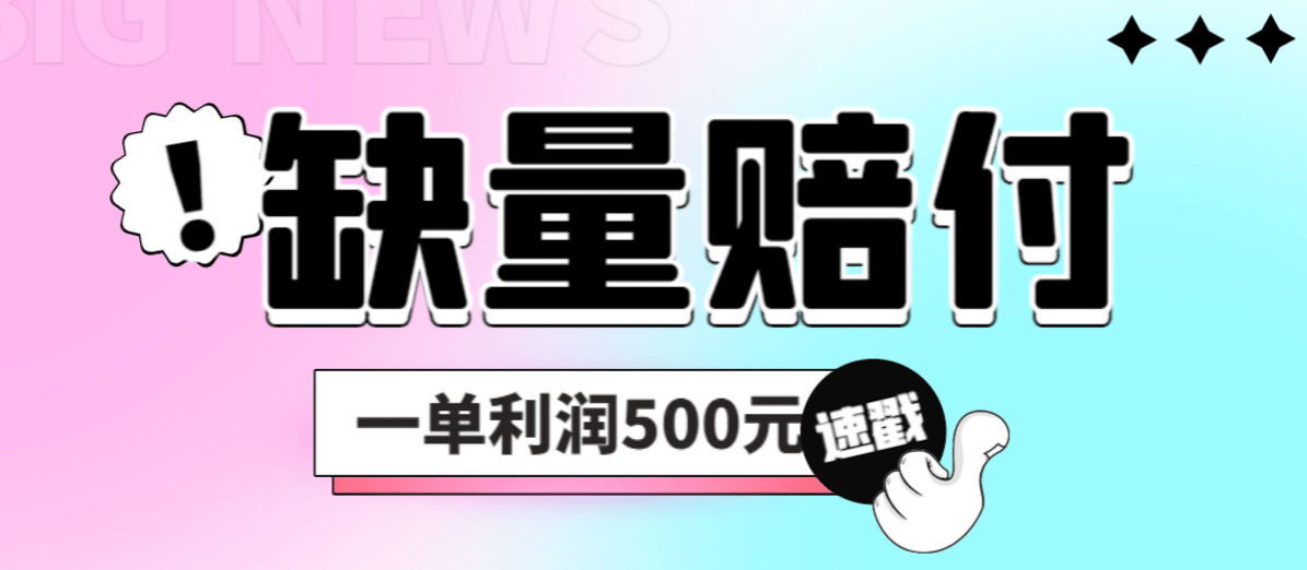 最新多平台缺量赔付玩法，简单操作一单利润500元-阿戒项目库