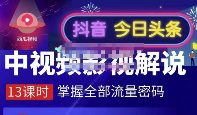 嚴如意·中视频影视解说—掌握流量密码，自媒体运营创收，批量运营账号-阿戒项目库