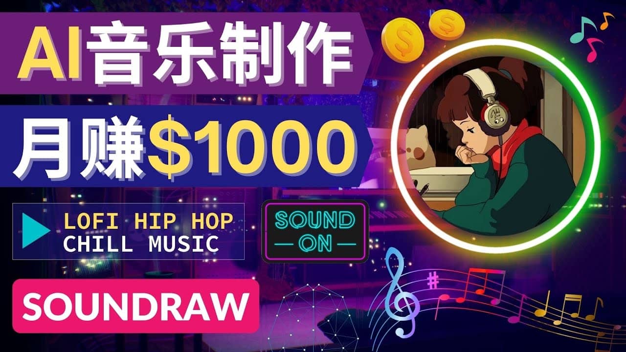 无需任何音乐基础： 使用AI软件制作Lofi Hip Hop Chill Music 月赚1000美元-阿戒项目库