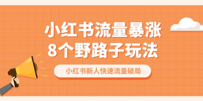 小红书流量-暴涨8个野路子玩法：小红书新人快速流量破局（8节课）-阿戒项目库