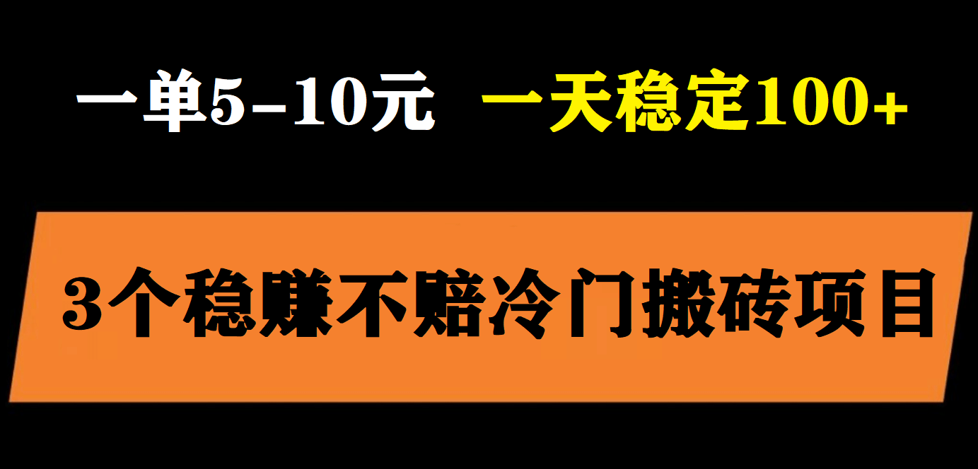 3个最新稳定的冷门搬砖项目，小白无脑照抄当日变现日入过百-阿戒项目库