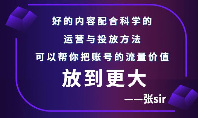 张sir账号流量增长课，告别海王流量，让你的流量更精准-阿戒项目库