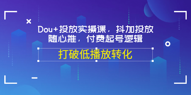 Dou 投放实操课，抖加投放，随心推，付费起号逻辑，打破低播放转化-阿戒项目库