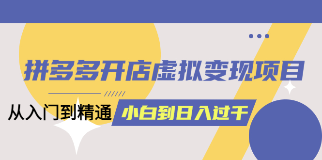 拼多多开店虚拟变现项目：入门到精通 从小白到日入1000（完整版）6月13更新-阿戒项目库