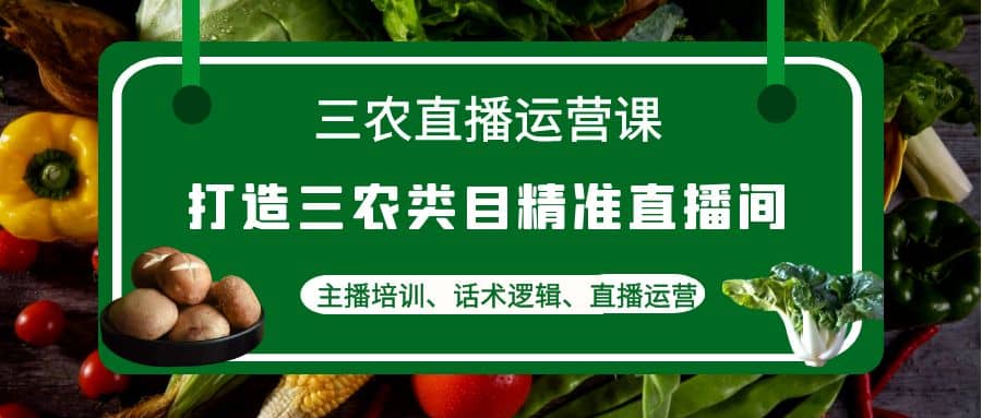 三农直播运营课：打造三农类目精准直播间，主播培训、话术逻辑、直播运营-阿戒项目库