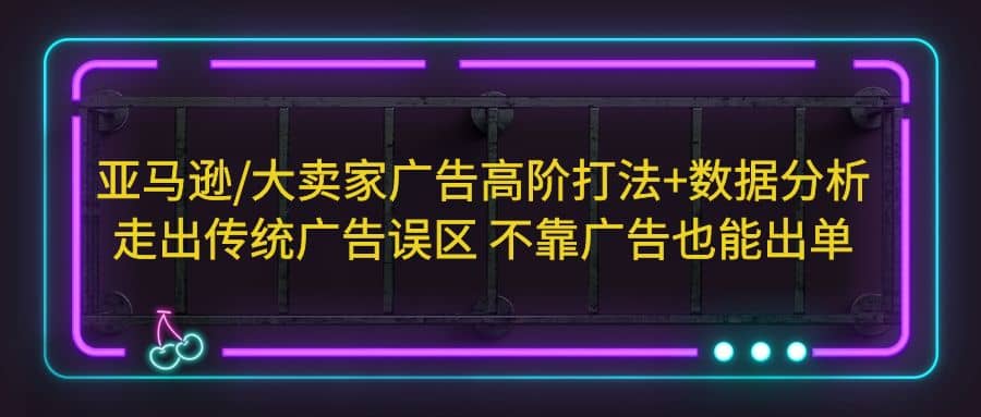 亚马逊/大卖家广告高阶打法 数据分析，走出传统广告误区 不靠广告也能出单-阿戒项目库