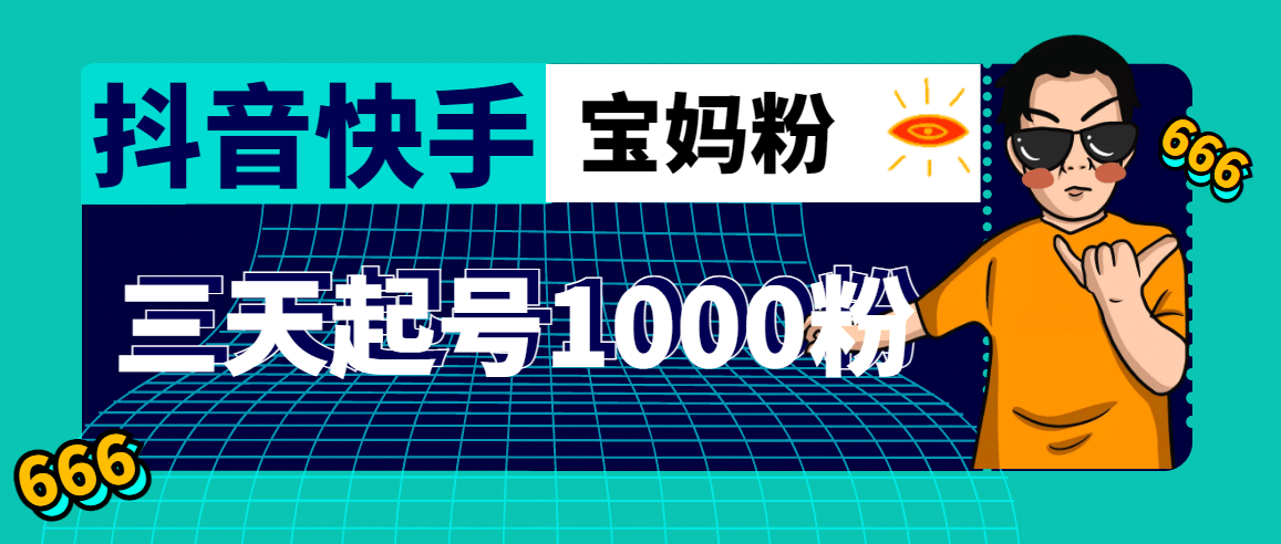 抖音快手三天起号涨粉1000宝妈粉丝的核心方法【详细玩法教程】-阿戒项目库