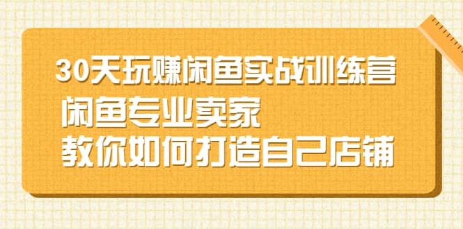 30天玩赚闲鱼实战训练营，闲鱼专业卖家教你如何打造自己店铺-阿戒项目库