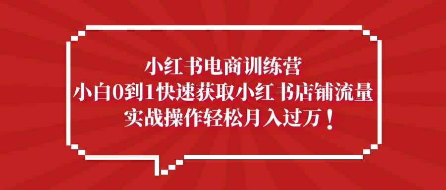 小红书电商训练营，小白0到1快速获取小红书店铺流量-阿戒项目库