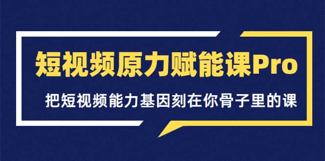 短视频原力赋能课Pro，把短视频能力基因刻在你骨子里的课（价值4999元）-阿戒项目库