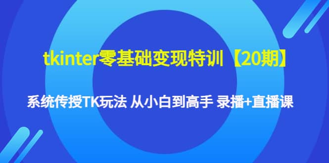 tkinter零基础变现特训【20期】系统传授TK玩法 从小白到高手 录播 直播课-阿戒项目库