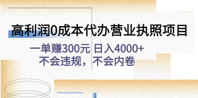 高利润0成本代办营业执照项目：不会违规，不会内卷-阿戒项目库