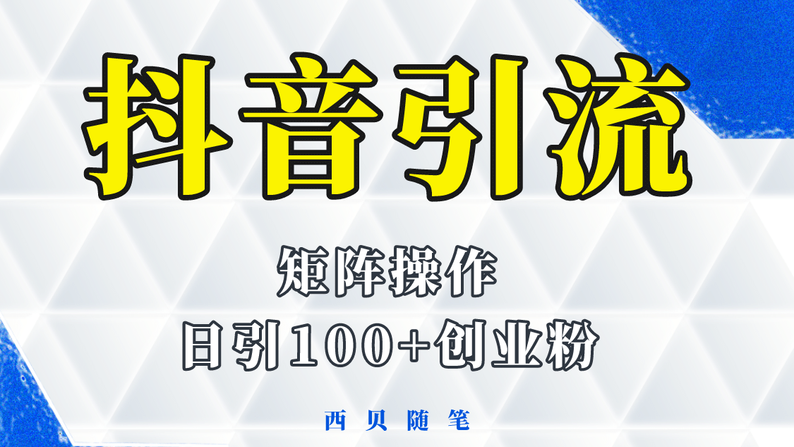 抖音引流术，矩阵操作，一天能引100多创业粉-阿戒项目库