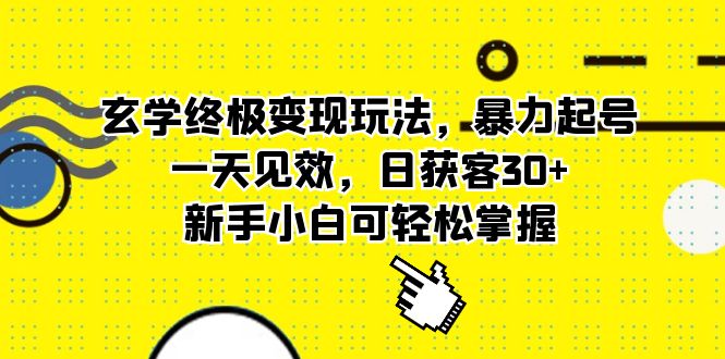 玄学终极变现玩法，暴力起号，一天见效，日获客30 ，新手小白可轻松掌握-阿戒项目库