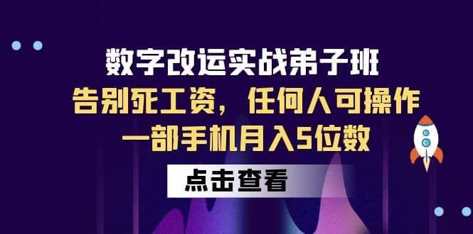 数字 改运实战弟子班：告别死工资，任何人可操作，一部手机月入5位数-阿戒项目库