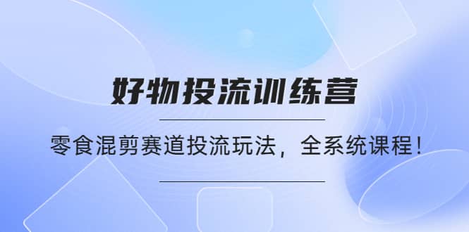 好物推广投流训练营：零食混剪赛道投流玩法，全系统课程-阿戒项目库