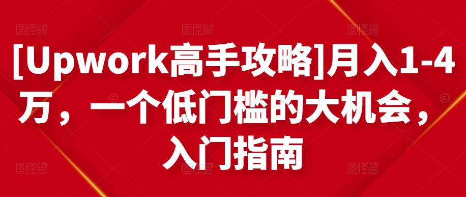 [Upwork高手攻略]月入1-4万，一个低门槛的大机会，入门指南-阿戒项目库