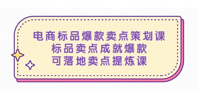 电商标品爆款卖点策划课，标品卖点成就爆款，可落地卖点提炼课-阿戒项目库