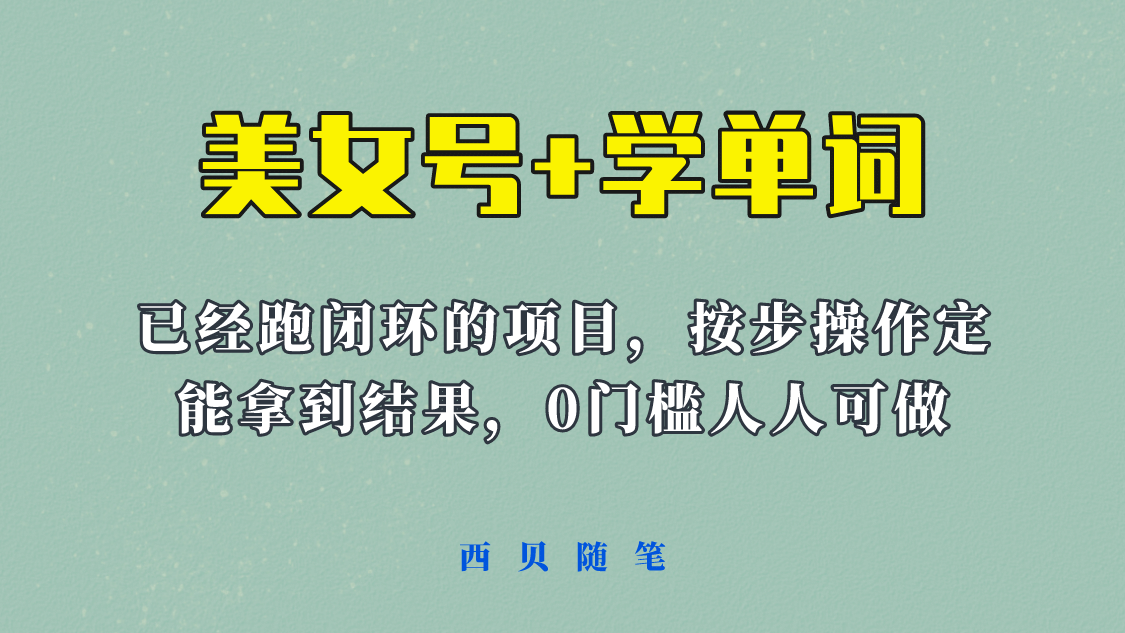 《美女号 学单词》玩法，信息差而已 课程拆开揉碎了和大家去讲 (教程 素材)-阿戒项目库