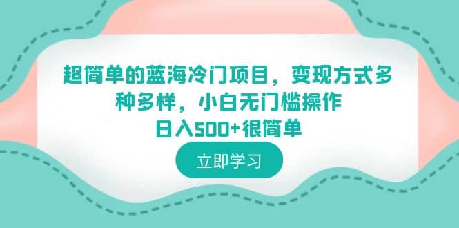 超简单的蓝海冷门项目，变现方式多种多样，小白无门槛操作日入500 很简单-阿戒项目库