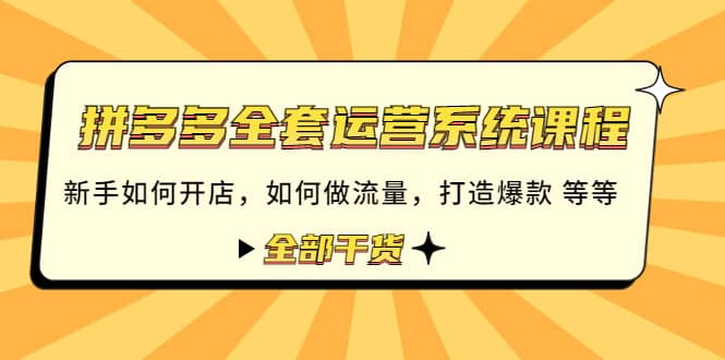 拼多多全套运营系统课程：新手如何开店 如何做流量 打造爆款 等等 全部干货-阿戒项目库