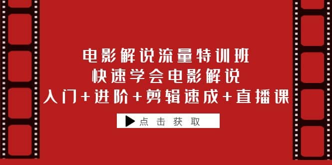 电影解说流量特训班：快速学会电影解说，入门 进阶 剪辑速成 直播课-阿戒项目库