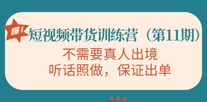 短视频带货训练营（第11期），不需要真人出境，听话照做，保证出单-阿戒项目库