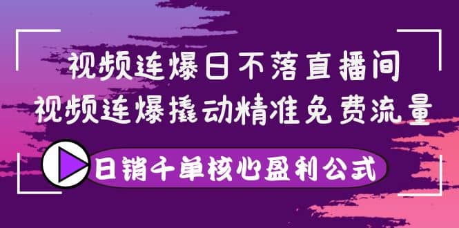 视频连爆日不落直播间，视频连爆撬动精准免费流量，日销千单核心盈利公式-阿戒项目库