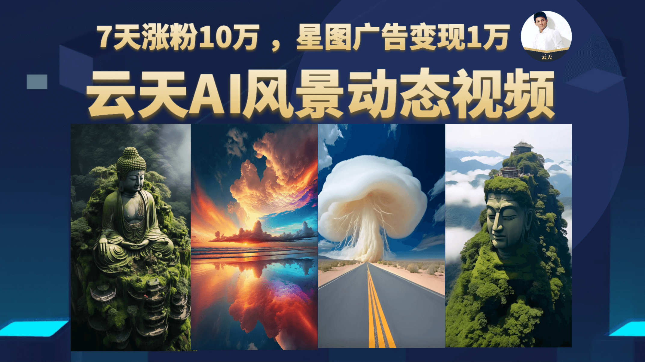 云天AI风景动图视频制作，7天涨粉10万 ，星图广告变现1万-阿戒项目库