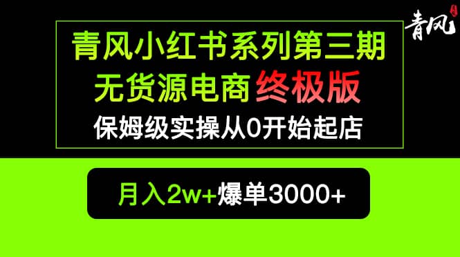 小红书无货源电商爆单终极版【视频教程 实战手册】保姆级实操从0起店爆单-阿戒项目库