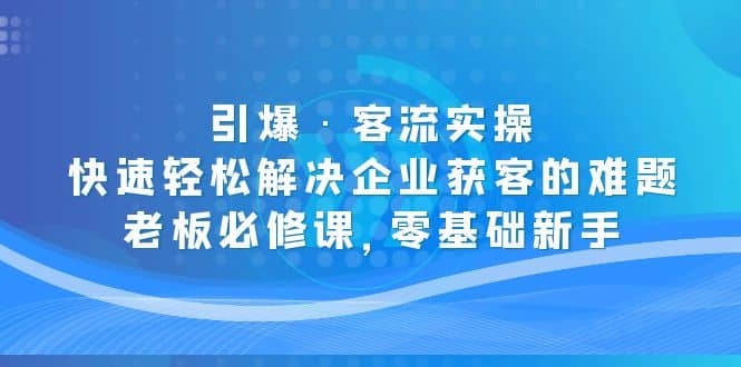 引爆·客流实操：快速轻松解决企业获客的难题，老板必修课，零基础新手-阿戒项目库