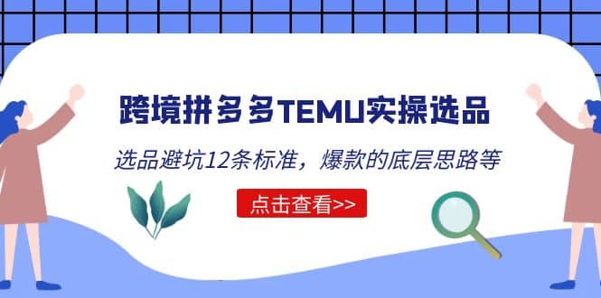 跨境拼多多TEMU实操选品运营方法，选品避坑12条标准，爆款的底层思路等-阿戒项目库